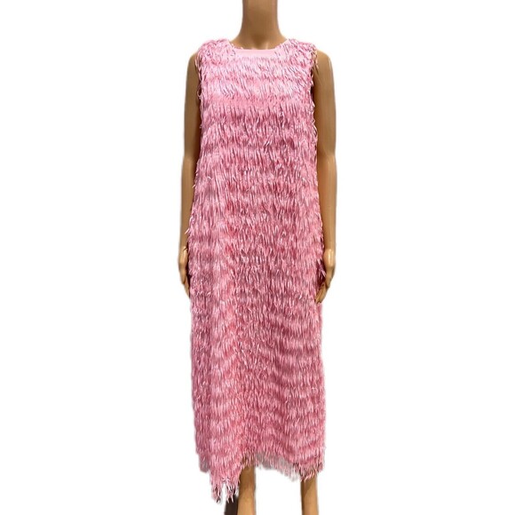 Zara Pink Textured Midi Dress - Picture 1 of 13